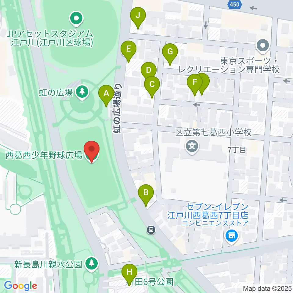 西葛西少年野球広場周辺の駐車場・コインパーキング一覧地図