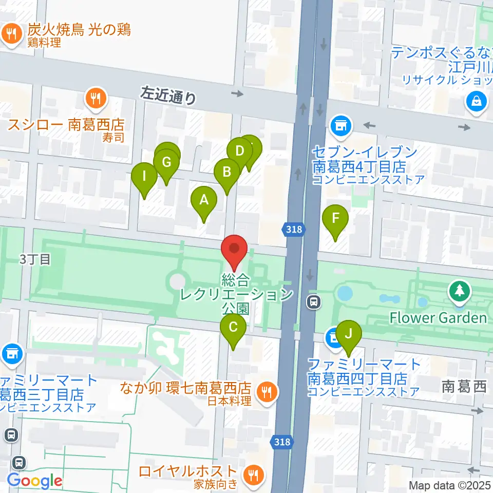 江戸川区総合レクリエーション公園相撲場周辺の駐車場・コインパーキング一覧地図