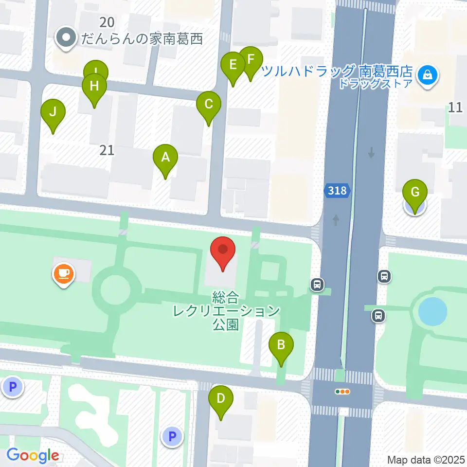 江戸川区総合レクリエーション公園相撲場周辺の駐車場・コインパーキング一覧地図