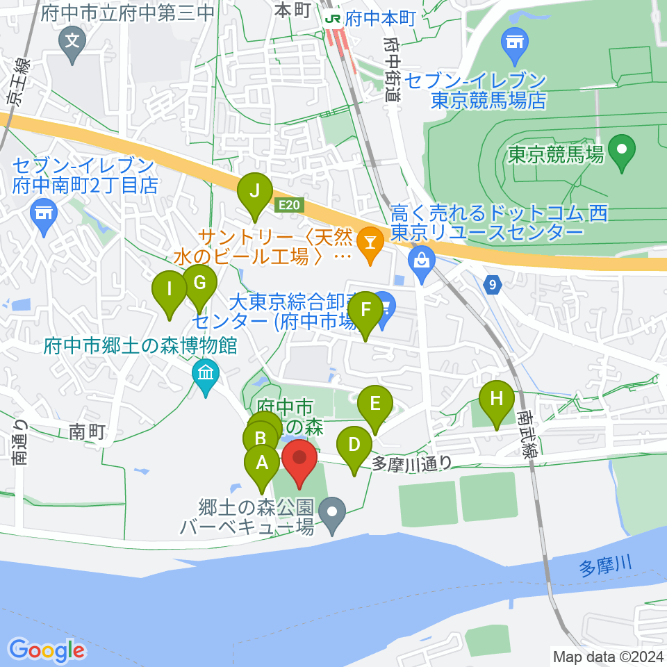 郷土の森第一野球場周辺の駐車場・コインパーキング一覧地図