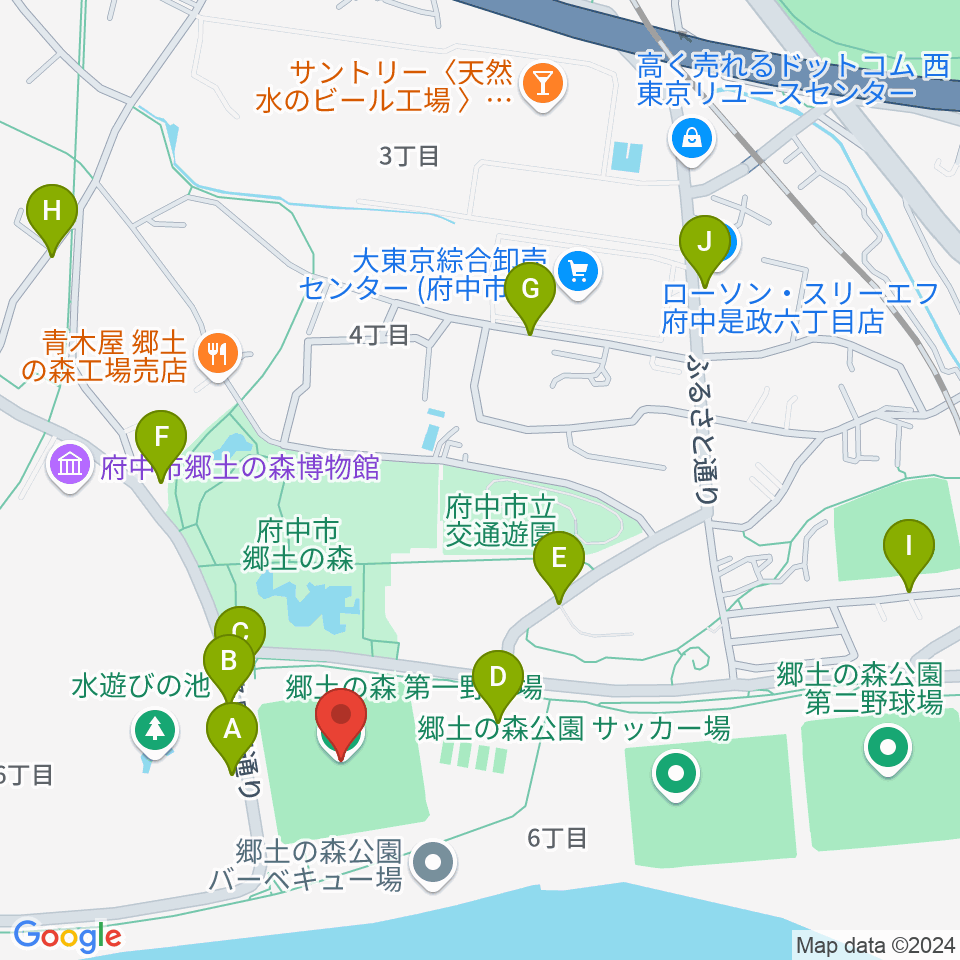 郷土の森第一野球場周辺の駐車場・コインパーキング一覧地図