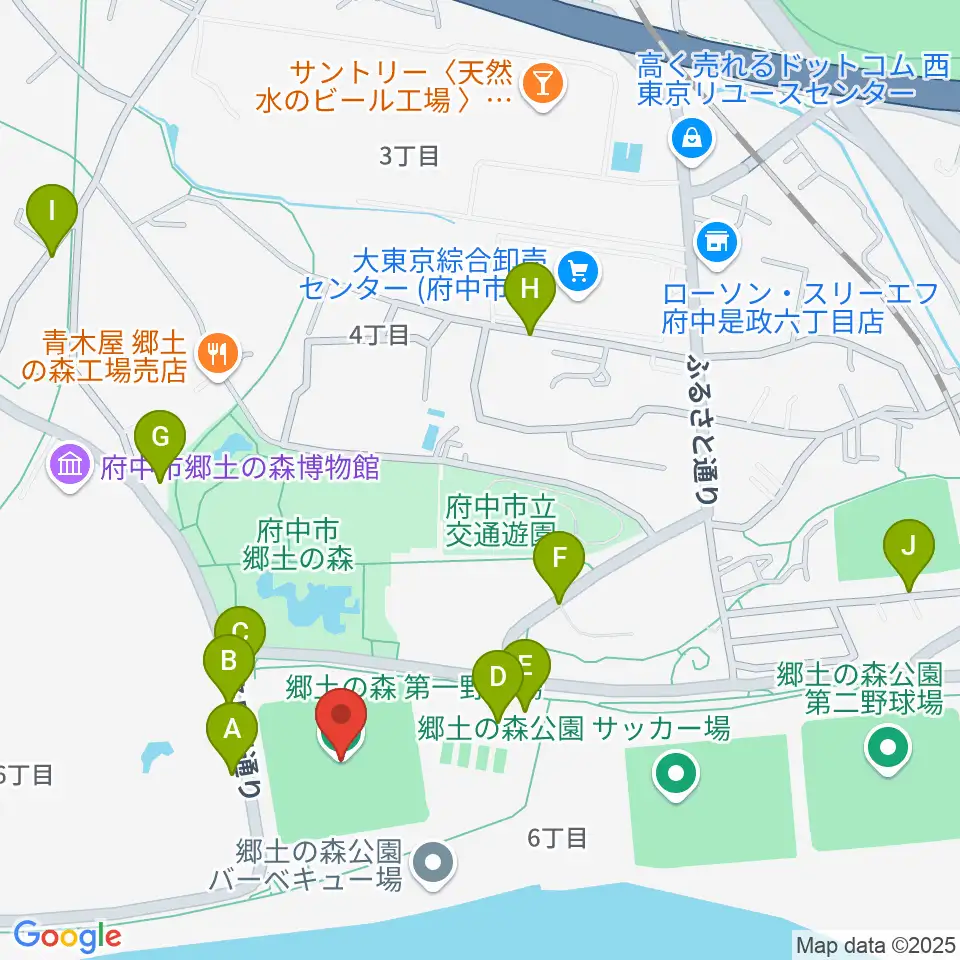 郷土の森第一野球場周辺の駐車場・コインパーキング一覧地図
