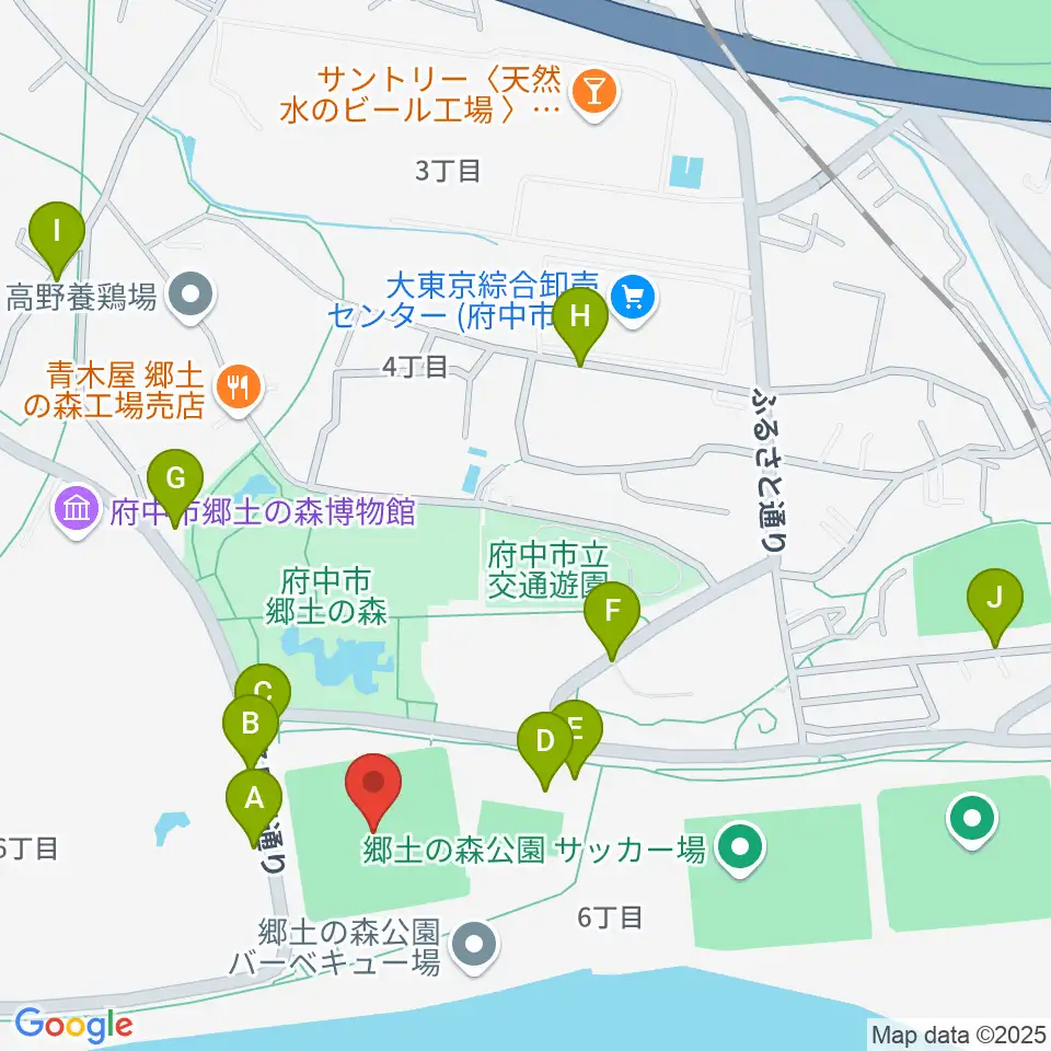 郷土の森第一野球場周辺の駐車場・コインパーキング一覧地図