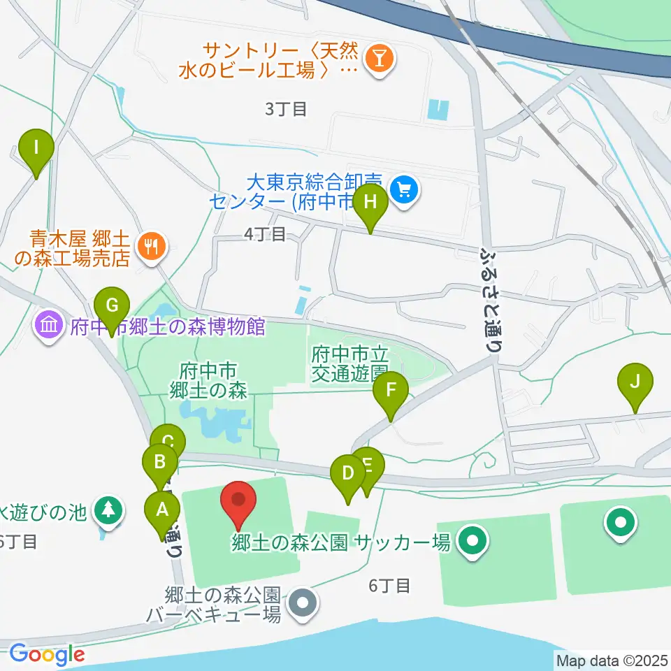 郷土の森第一野球場周辺の駐車場・コインパーキング一覧地図