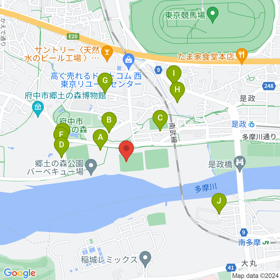 郷土の森サッカー場周辺の駐車場・コインパーキング一覧地図