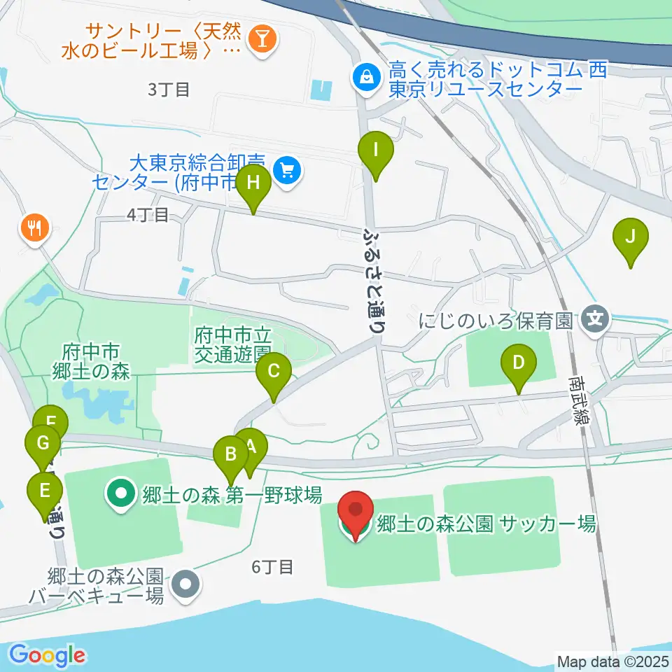 郷土の森サッカー場周辺の駐車場・コインパーキング一覧地図