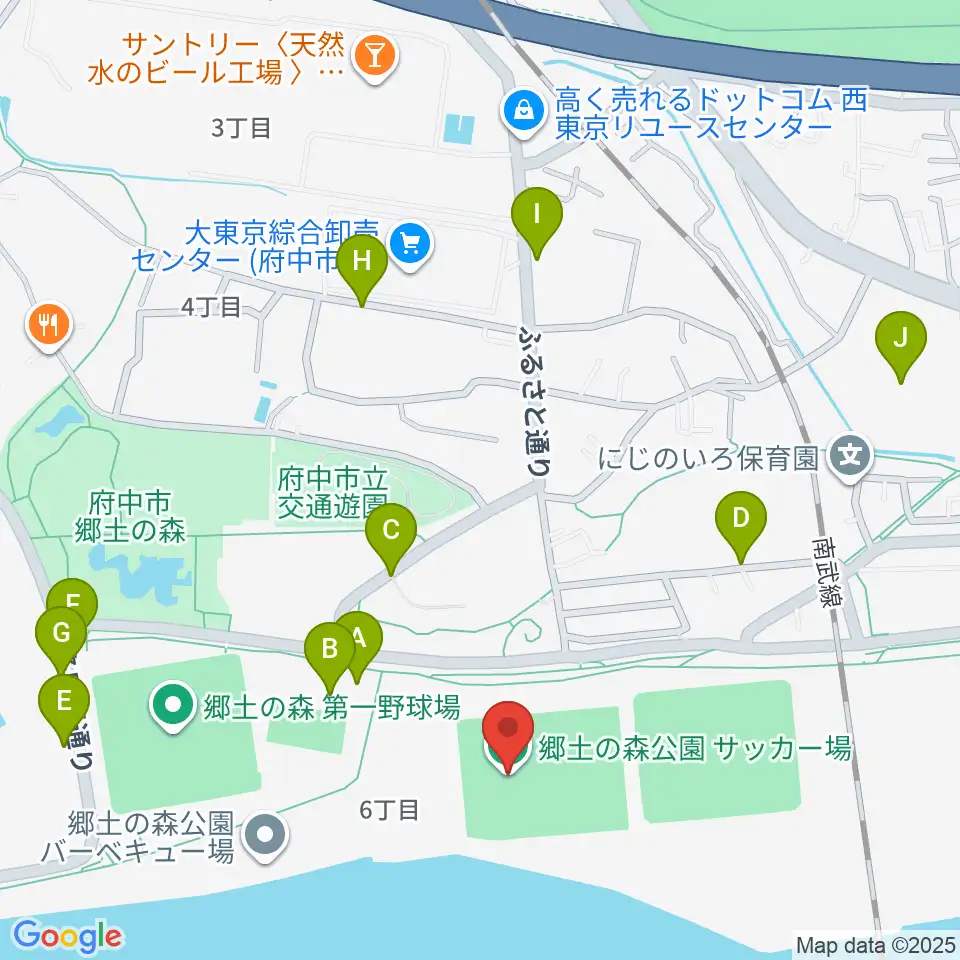 郷土の森サッカー場周辺の駐車場・コインパーキング一覧地図