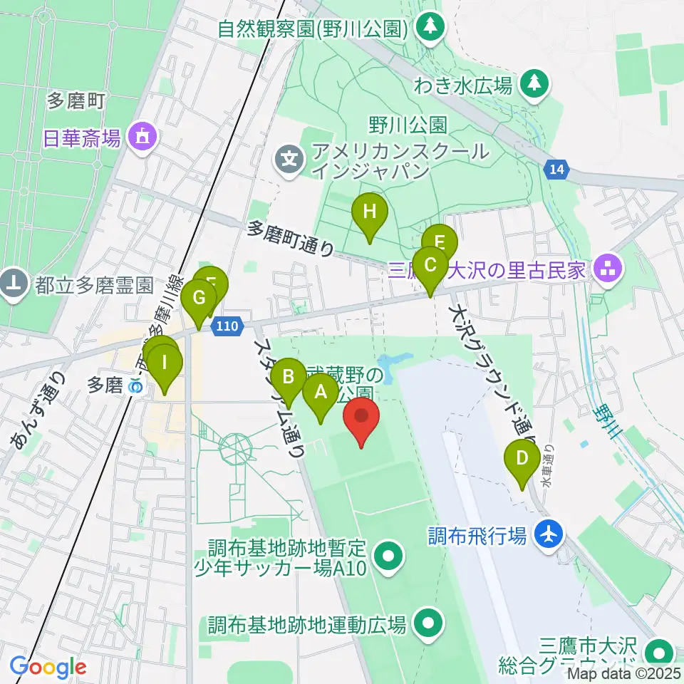 府中朝日フットボールパーク周辺の駐車場・コインパーキング一覧地図