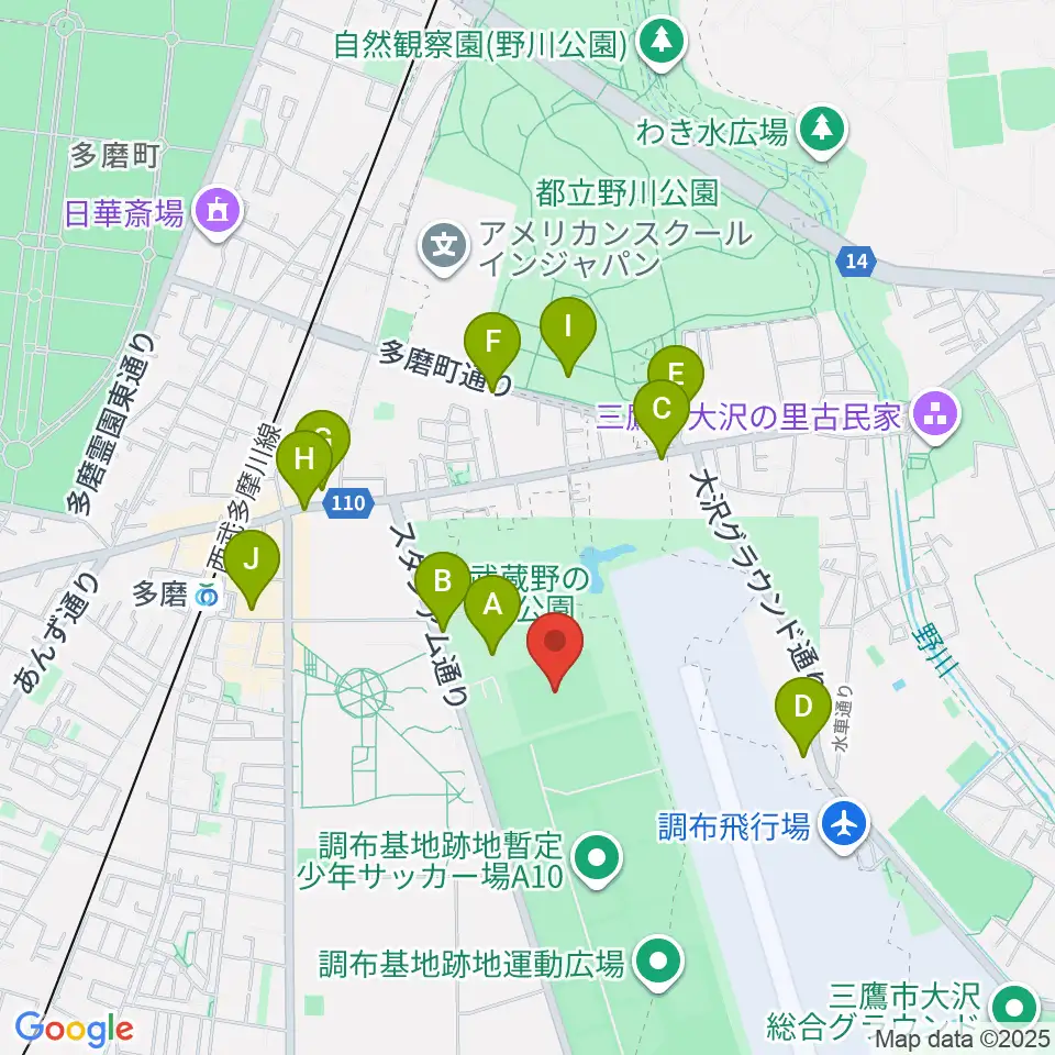 府中朝日フットボールパーク周辺の駐車場・コインパーキング一覧地図