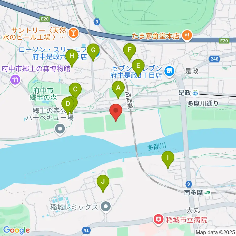 郷土の森第二野球場周辺の駐車場・コインパーキング一覧地図