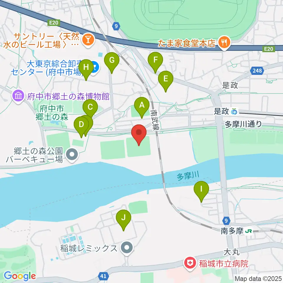 郷土の森第二野球場周辺の駐車場・コインパーキング一覧地図