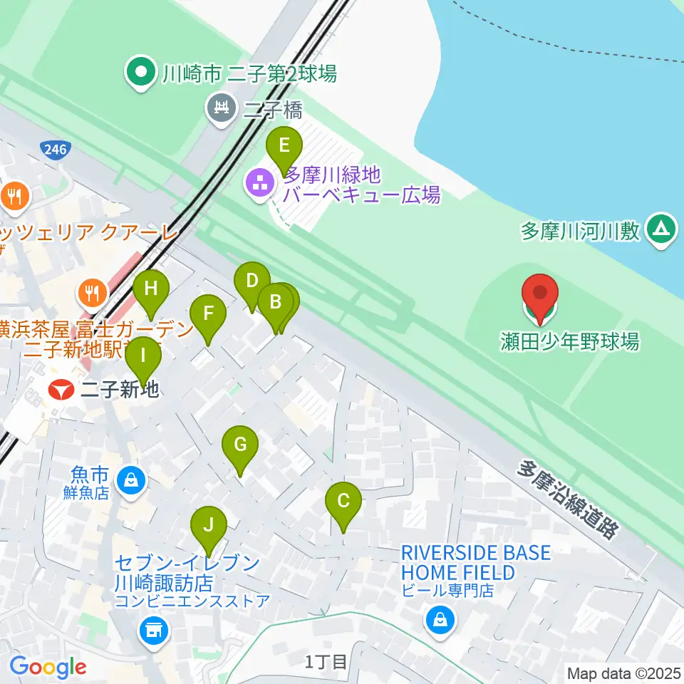 瀬田少年野球場周辺の駐車場・コインパーキング一覧地図