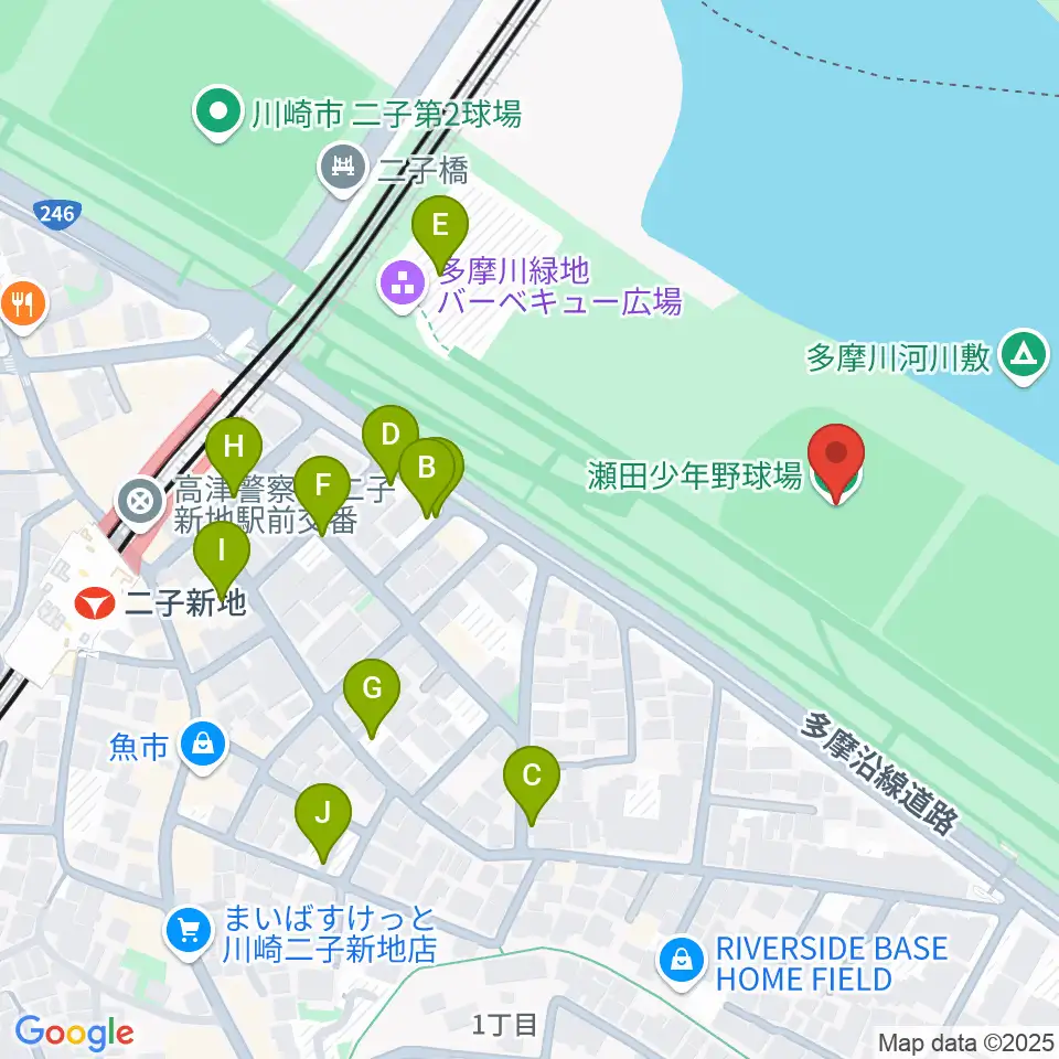 瀬田少年野球場周辺の駐車場・コインパーキング一覧地図
