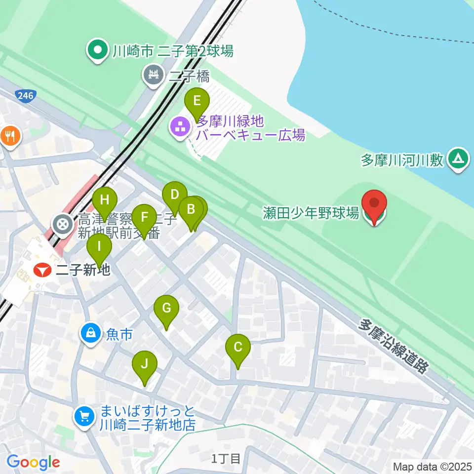 瀬田少年野球場周辺の駐車場・コインパーキング一覧地図
