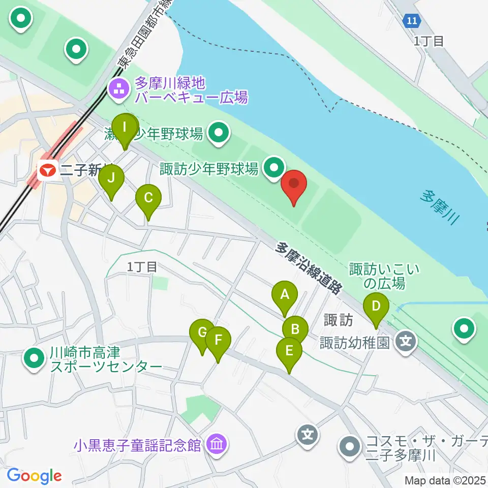 諏訪球場周辺の駐車場・コインパーキング一覧地図