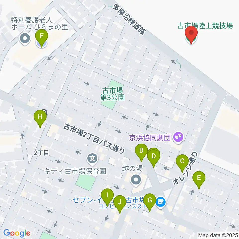 古市場陸上競技場周辺の駐車場・コインパーキング一覧地図