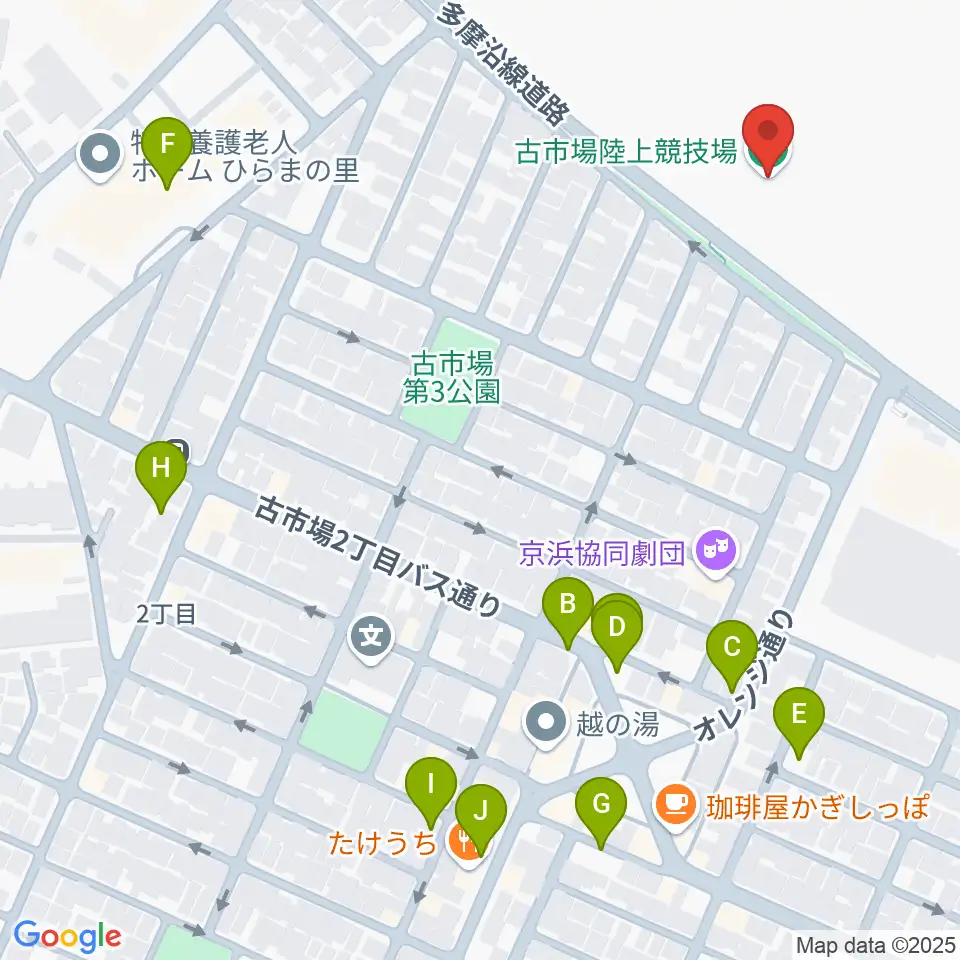 古市場陸上競技場周辺の駐車場・コインパーキング一覧地図
