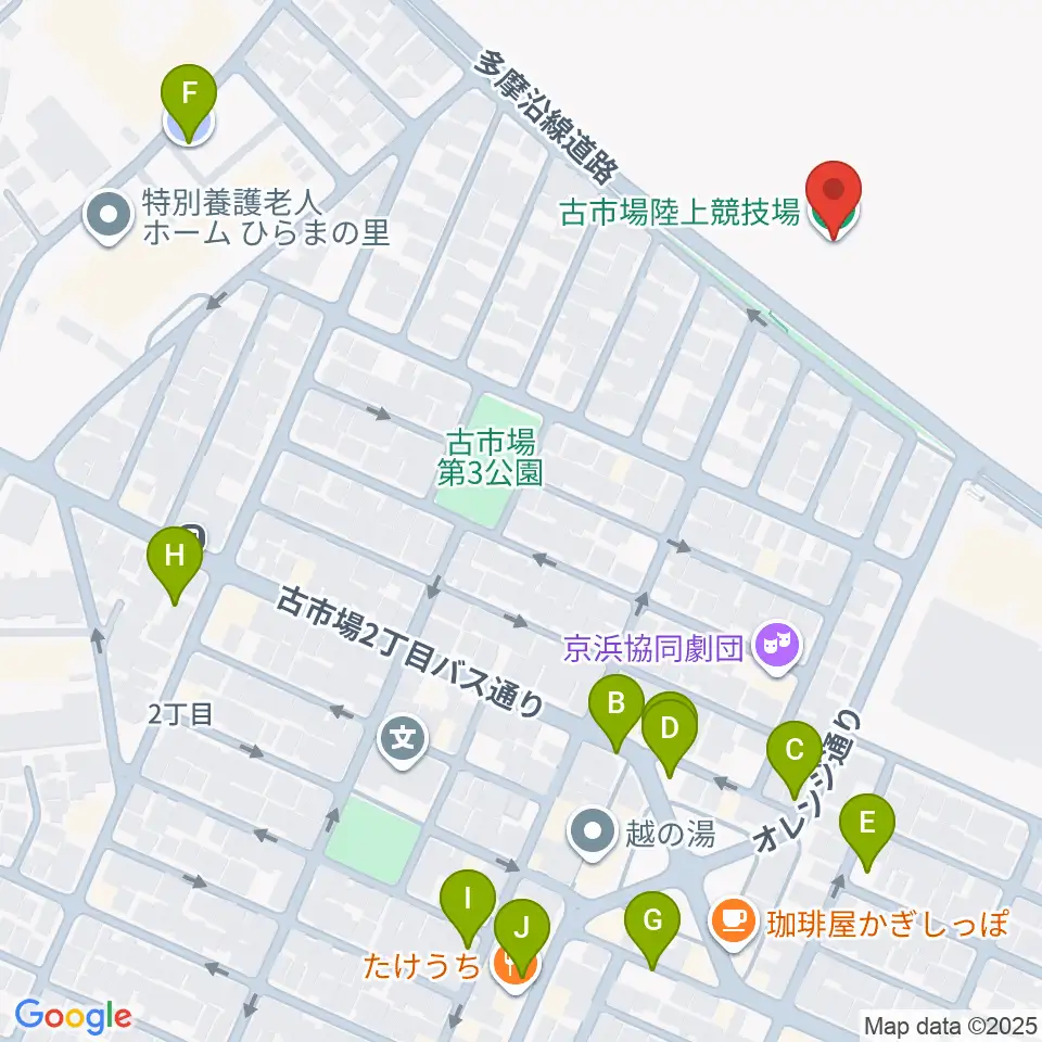 古市場陸上競技場周辺の駐車場・コインパーキング一覧地図