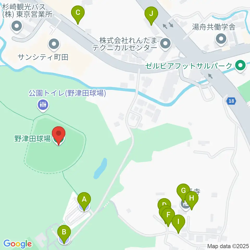 野津田球場周辺の駐車場・コインパーキング一覧地図