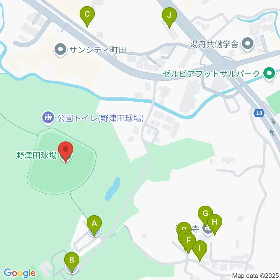 野津田球場周辺の駐車場・コインパーキング一覧地図
