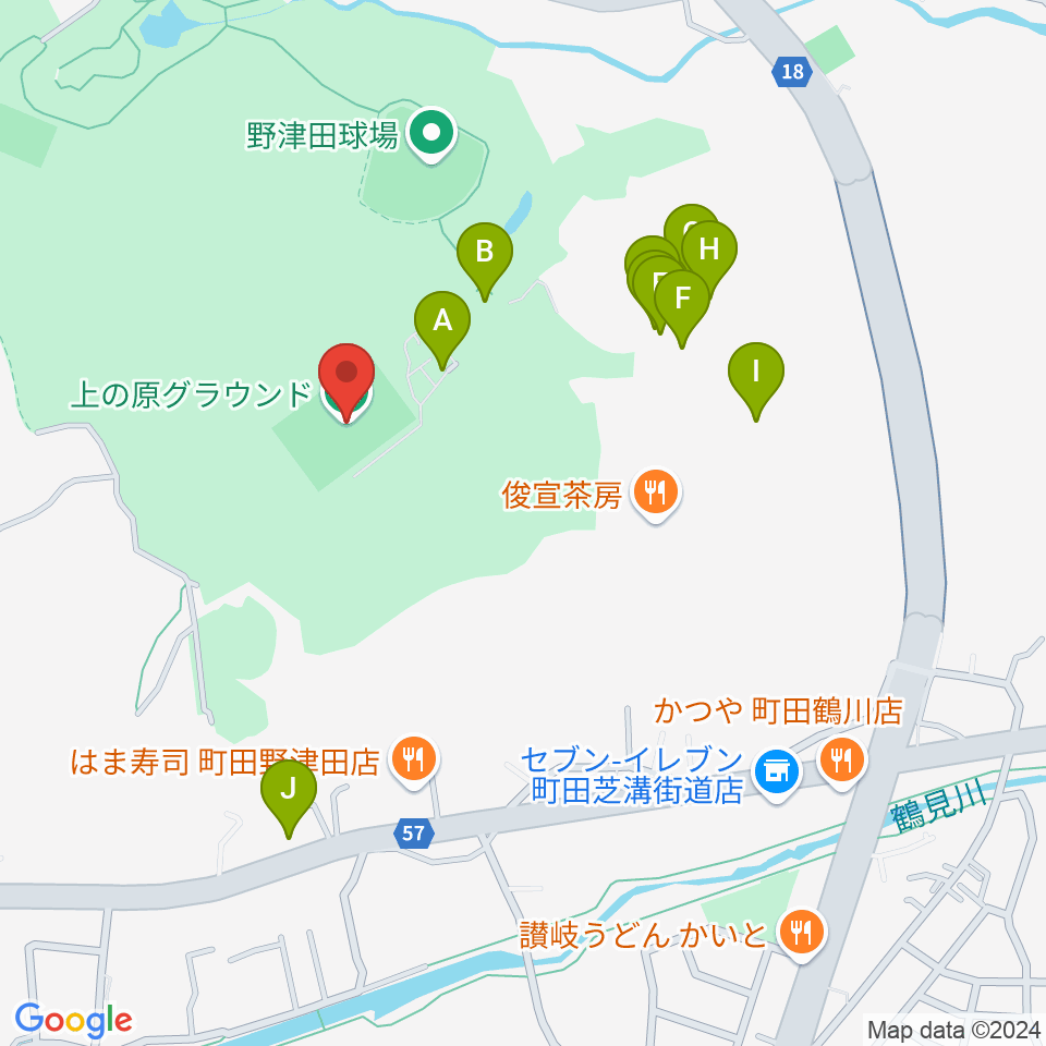 上の原グラウンド周辺の駐車場・コインパーキング一覧地図