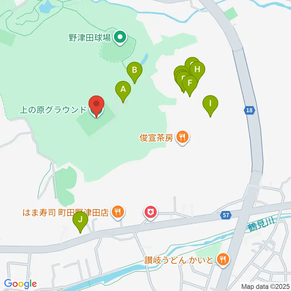 上の原グラウンド周辺の駐車場・コインパーキング一覧地図