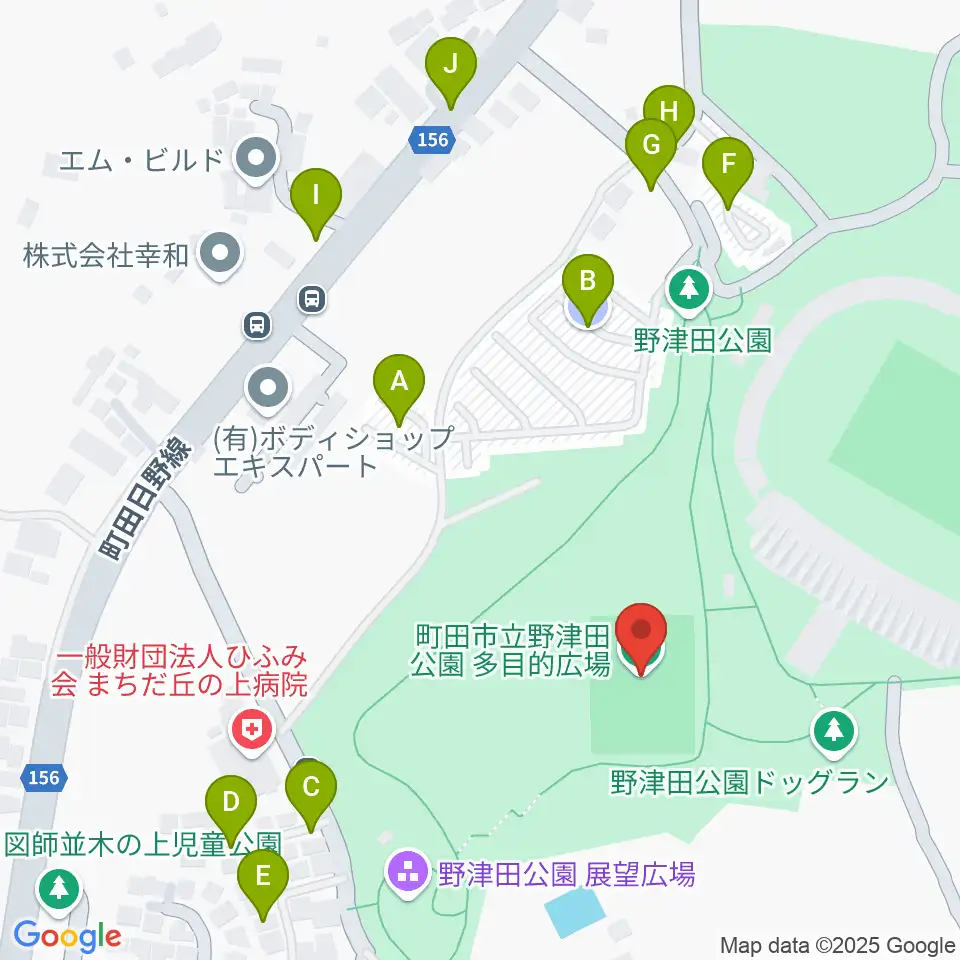 野津田公園多目的広場周辺の駐車場・コインパーキング一覧地図