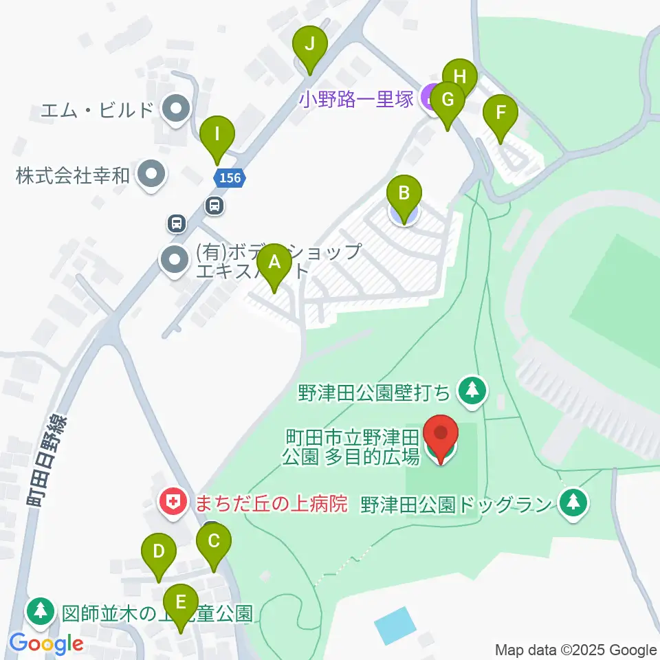野津田公園多目的広場周辺の駐車場・コインパーキング一覧地図
