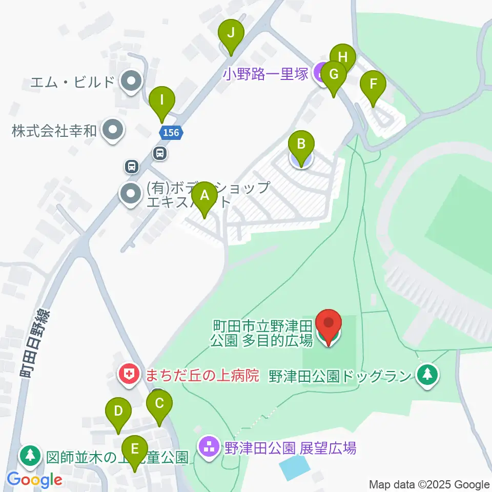 野津田公園多目的広場周辺の駐車場・コインパーキング一覧地図