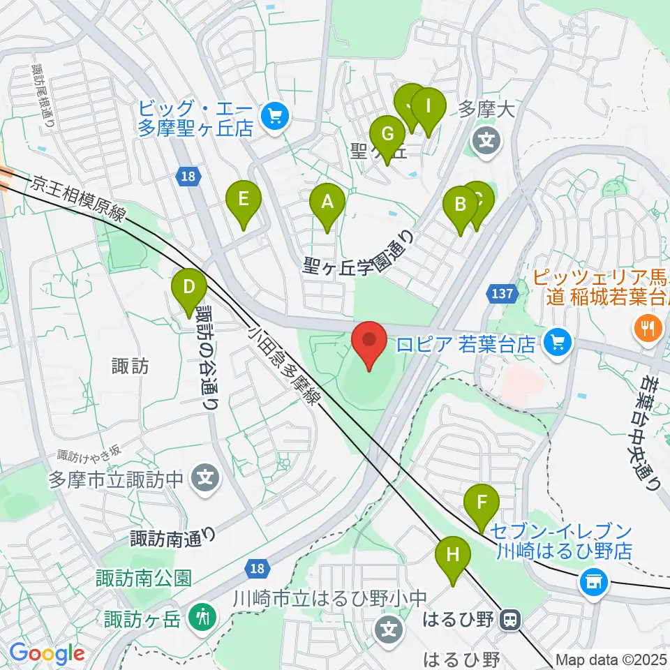多摩市立陸上競技場周辺の駐車場・コインパーキング一覧地図