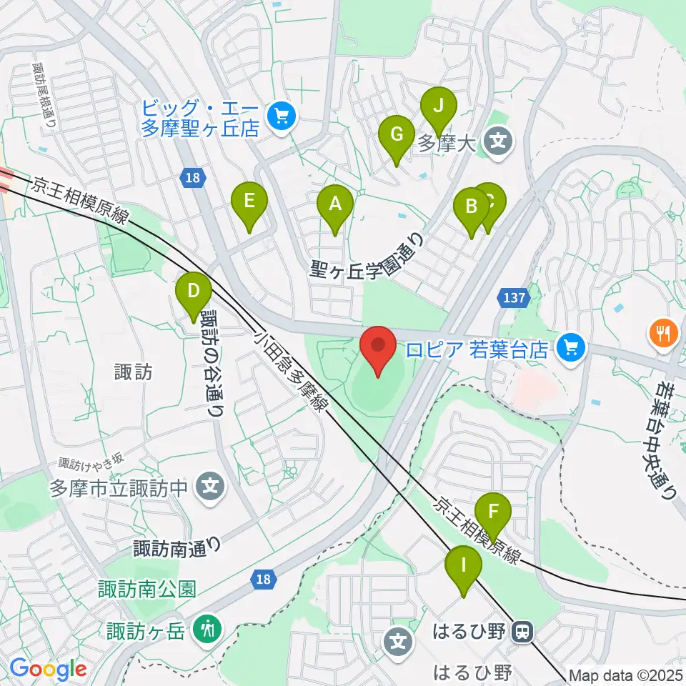 多摩市立陸上競技場周辺の駐車場・コインパーキング一覧地図