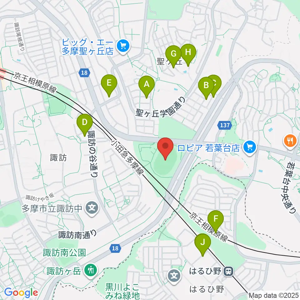多摩市立陸上競技場周辺の駐車場・コインパーキング一覧地図