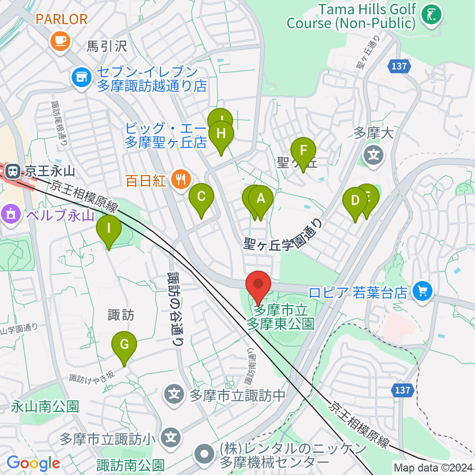 多摩市立武道館周辺の駐車場・コインパーキング一覧地図