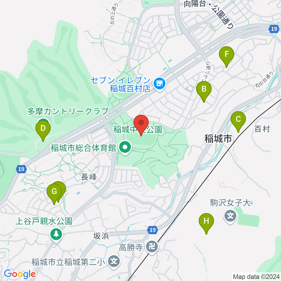 稲城中央公園総合グラウンド周辺の駐車場・コインパーキング一覧地図