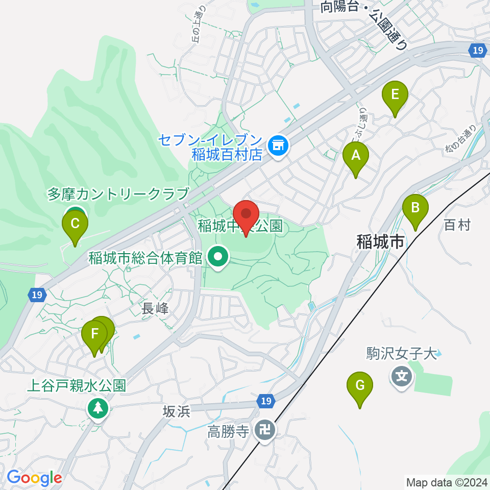 稲城中央公園総合グラウンド周辺の駐車場・コインパーキング一覧地図