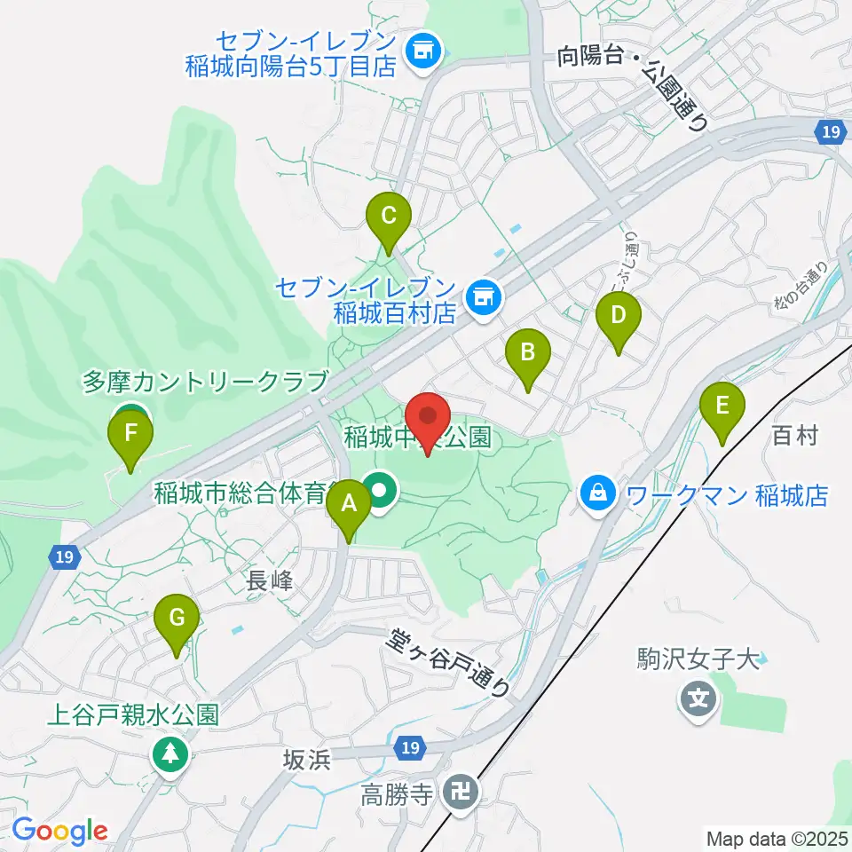 稲城中央公園総合グラウンド周辺の駐車場・コインパーキング一覧地図