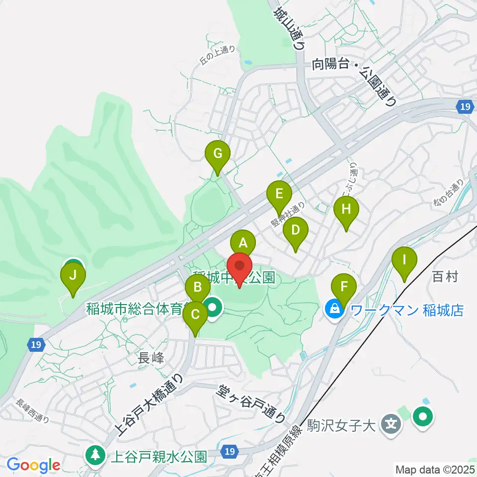 稲城中央公園総合グラウンド周辺の駐車場・コインパーキング一覧地図