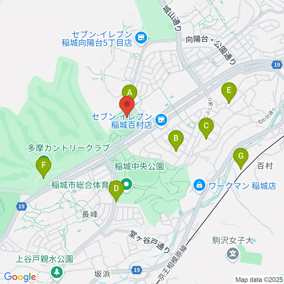稲城中央公園野球場周辺の駐車場・コインパーキング一覧地図