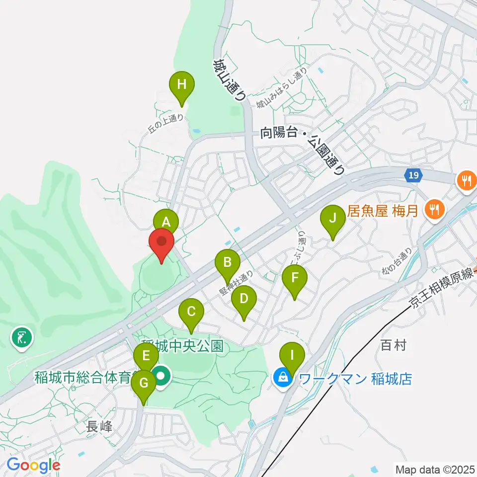 稲城中央公園野球場周辺の駐車場・コインパーキング一覧地図