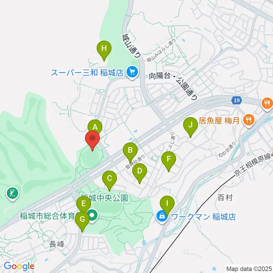 稲城中央公園野球場周辺の駐車場・コインパーキング一覧地図