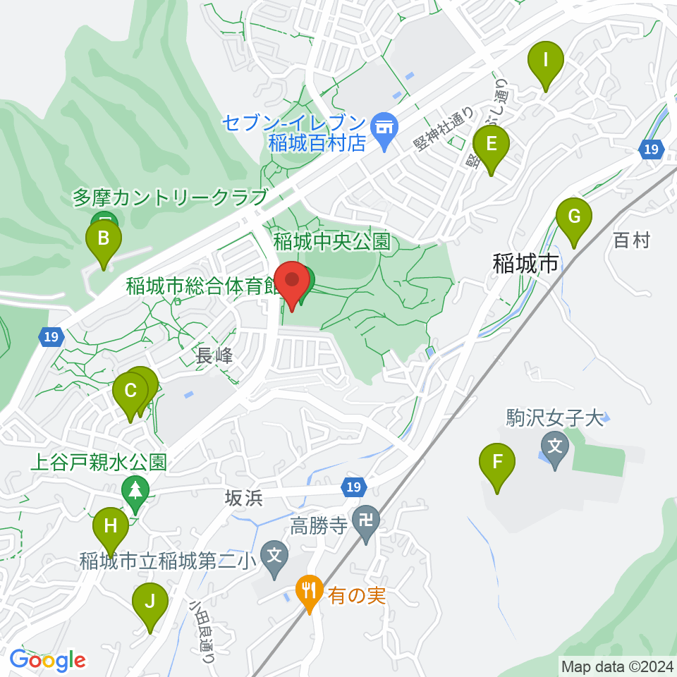 稲城市総合体育館周辺の駐車場・コインパーキング一覧地図