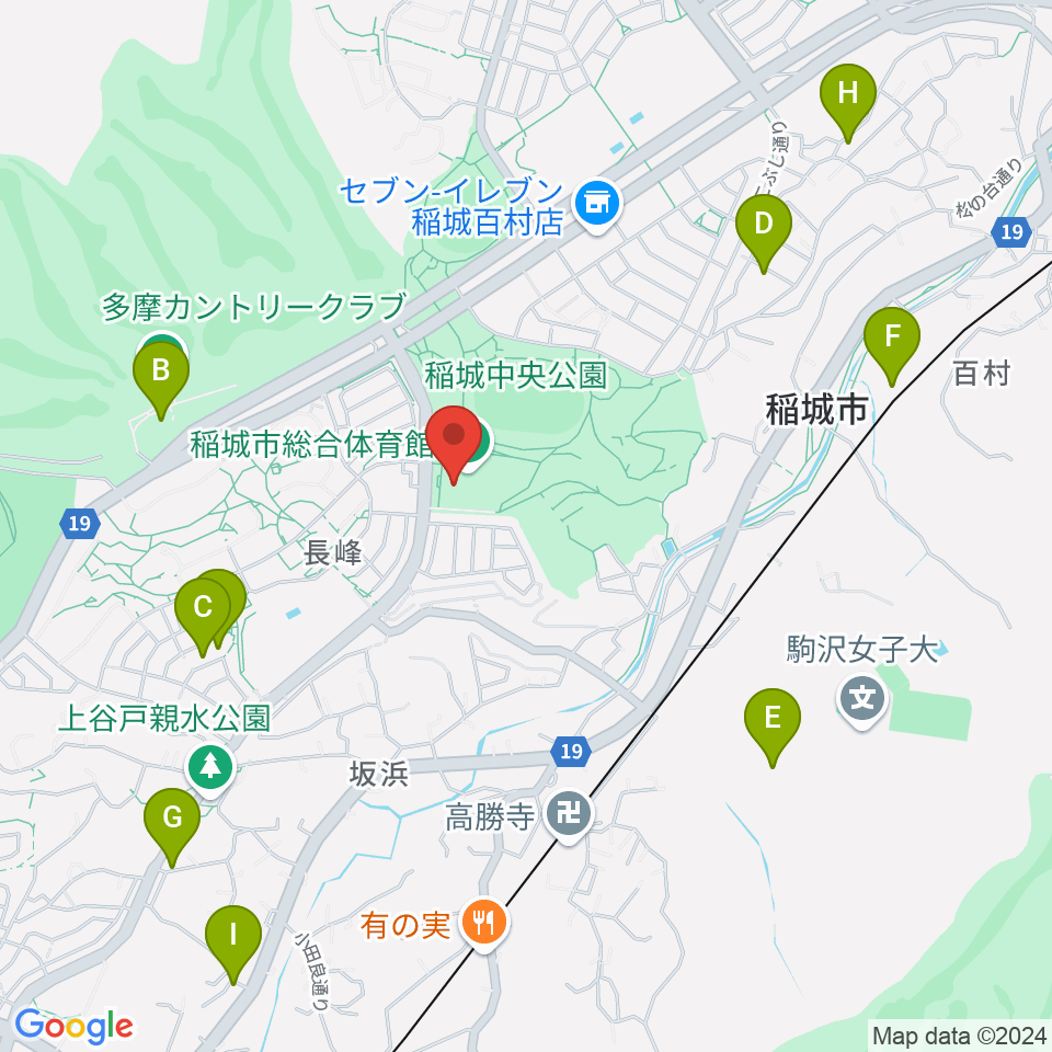 稲城市総合体育館周辺の駐車場・コインパーキング一覧地図