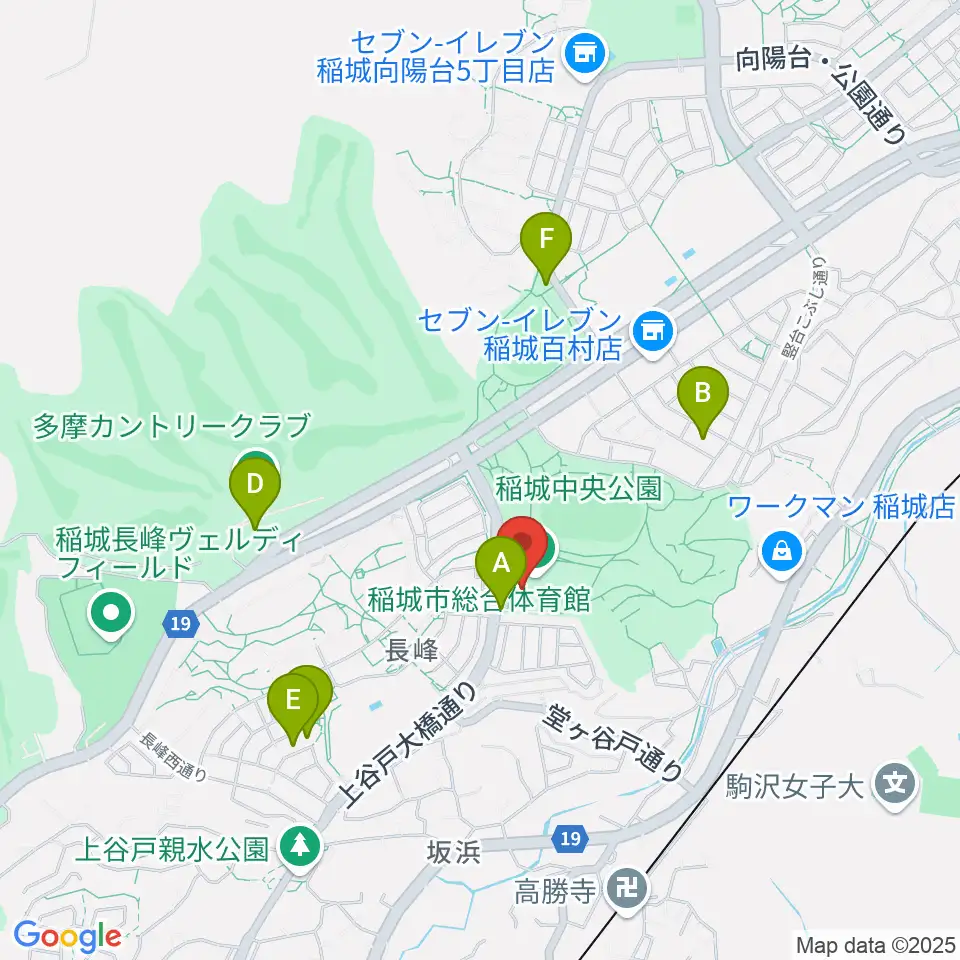 稲城市総合体育館周辺の駐車場・コインパーキング一覧地図