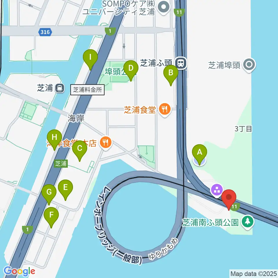 芝浦南ふ頭公園運動広場周辺の駐車場・コインパーキング一覧地図