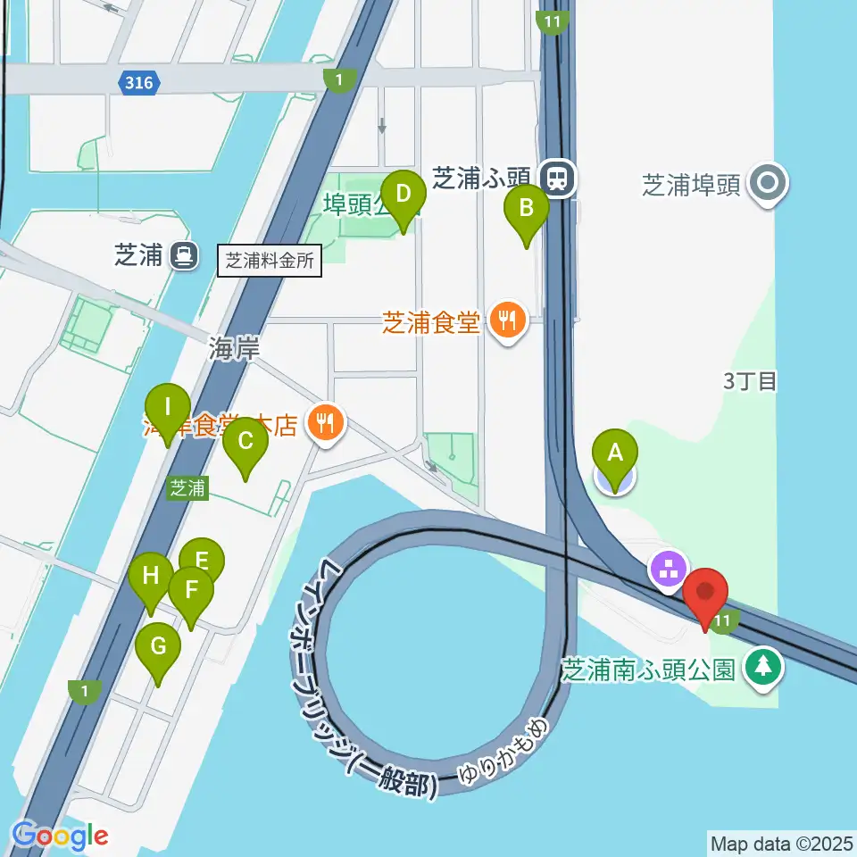 芝浦南ふ頭公園運動広場周辺の駐車場・コインパーキング一覧地図