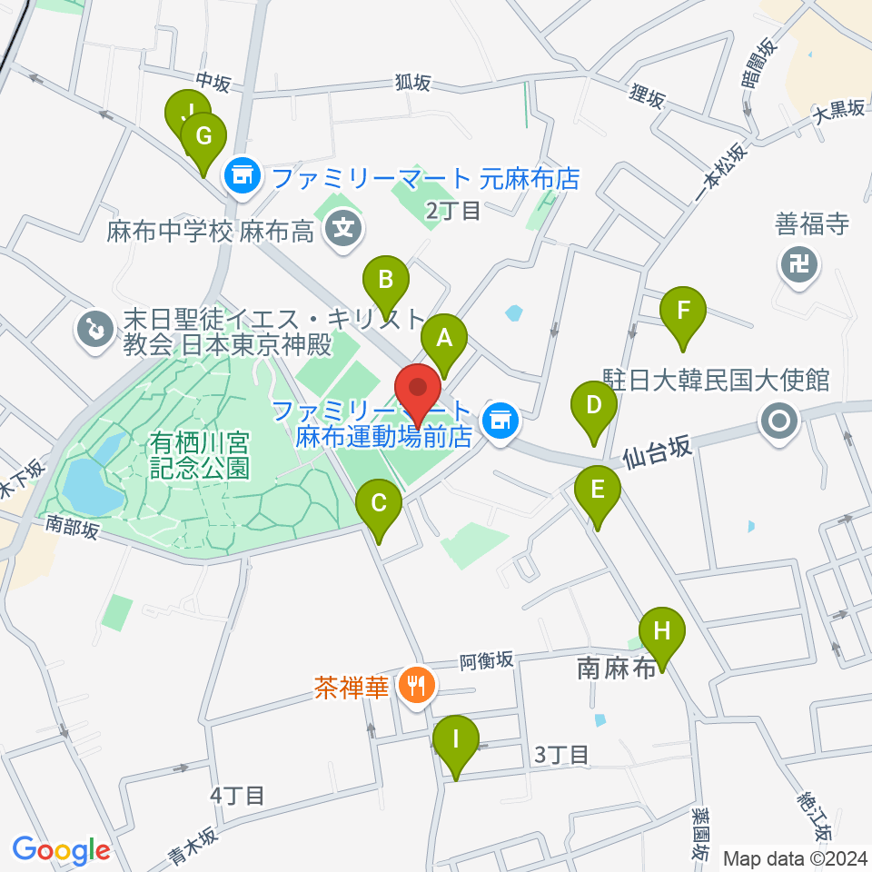 麻布運動場軟式野球場周辺の駐車場・コインパーキング一覧地図