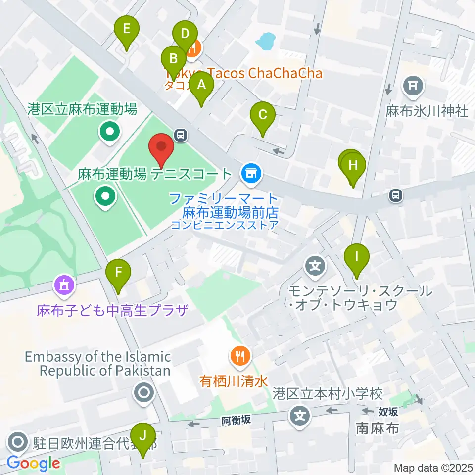 麻布運動場軟式野球場周辺の駐車場・コインパーキング一覧地図