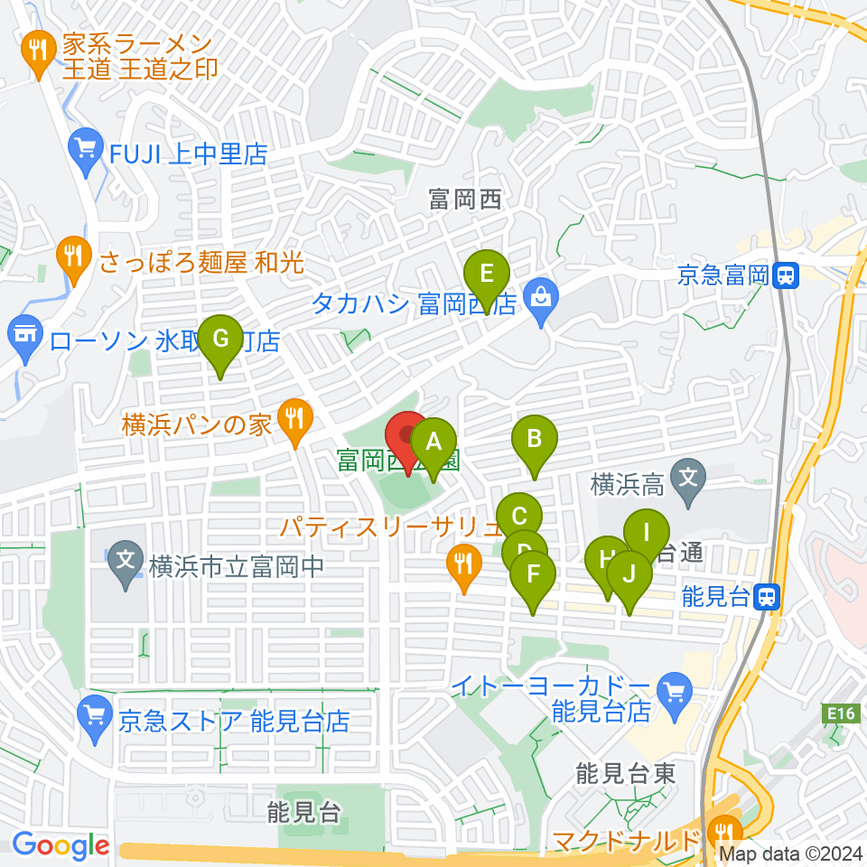 富岡西公園野球場周辺の駐車場・コインパーキング一覧地図