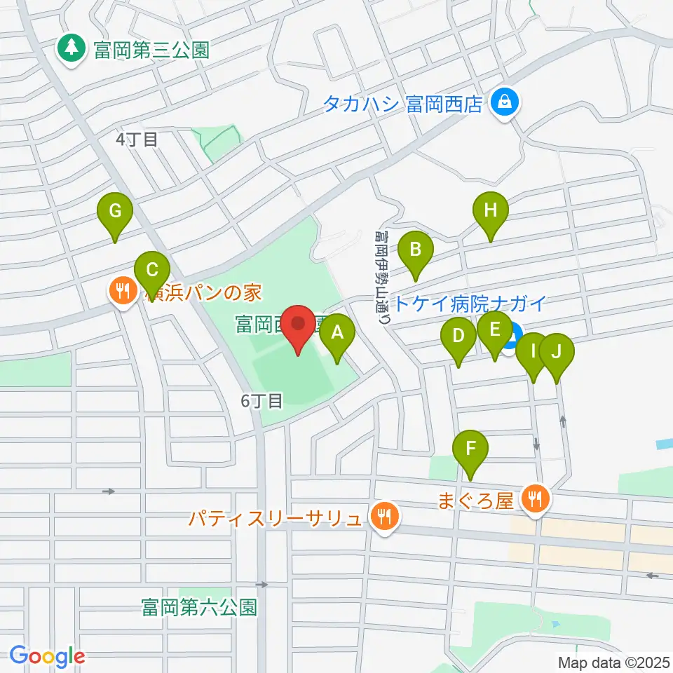 富岡西公園野球場周辺の駐車場・コインパーキング一覧地図