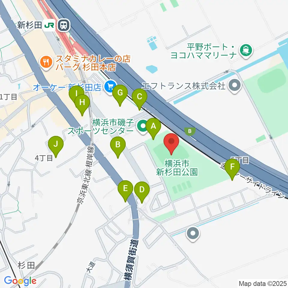 新杉田公園野球場周辺の駐車場・コインパーキング一覧地図